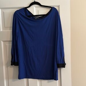 Gently used The Limited Blue 3/4 Sleeve Blouse with black trim